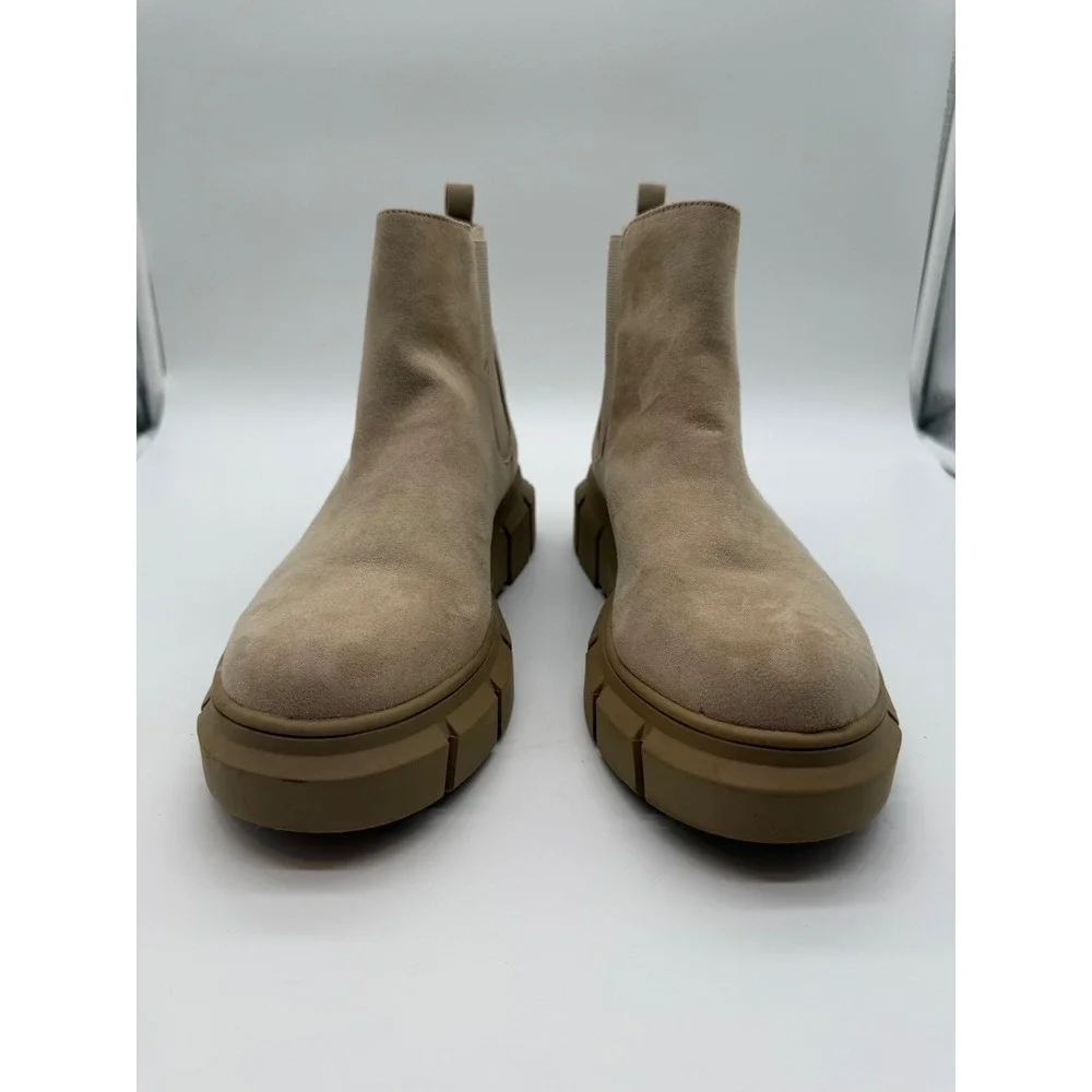 BP Tan Suede Fabric Platform Lug Sole Chelsea Boots 9M